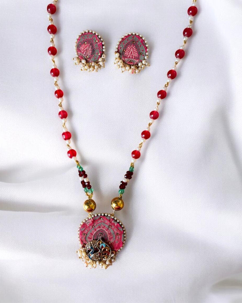 Pink Fabric Necklace