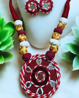 Maroon Fabric Necklace