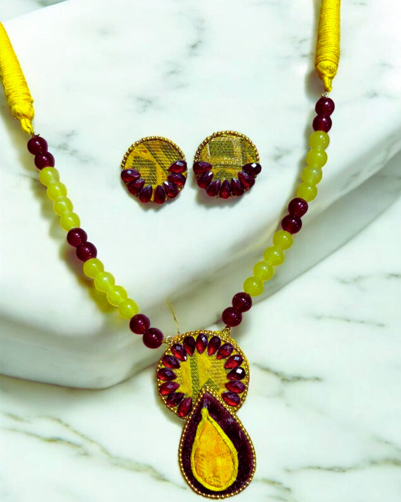 Yellow Fabric Necklace