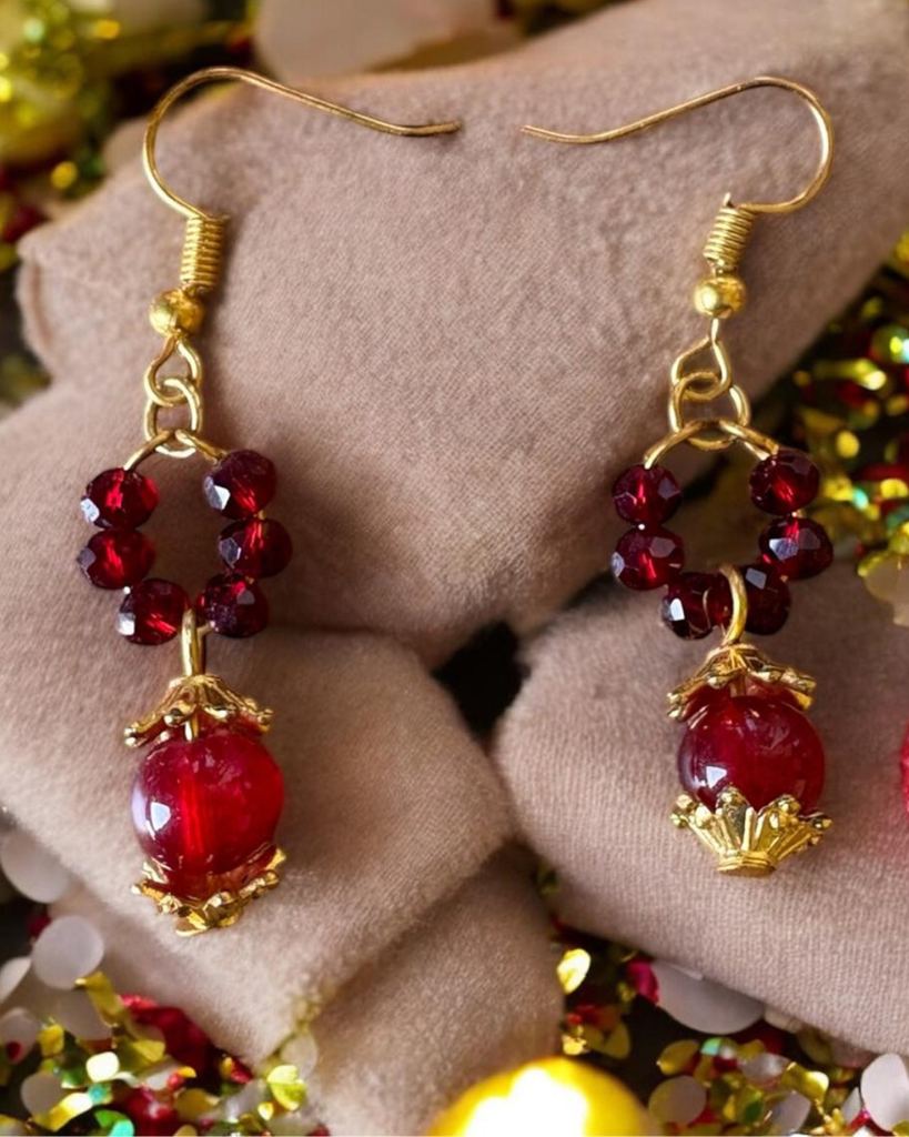 Maroon Beads Earrings