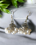 White Beads Jhumki  Earrings