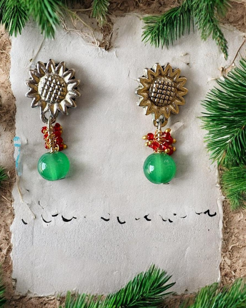 Green Beads Stud Earring