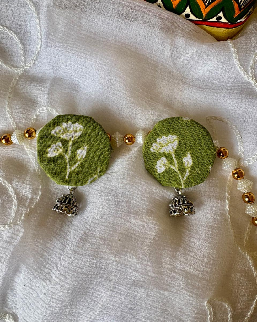 Green Fabric Earrings
