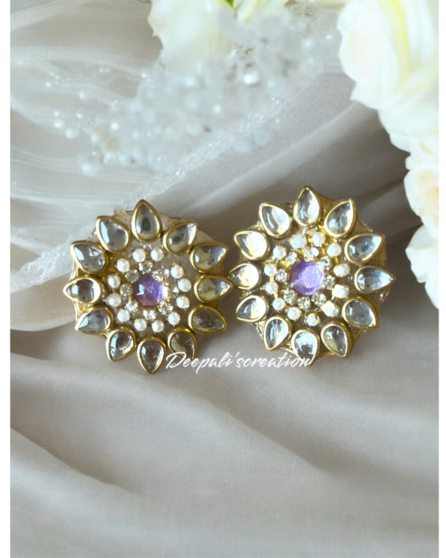 purple kundan Earrings