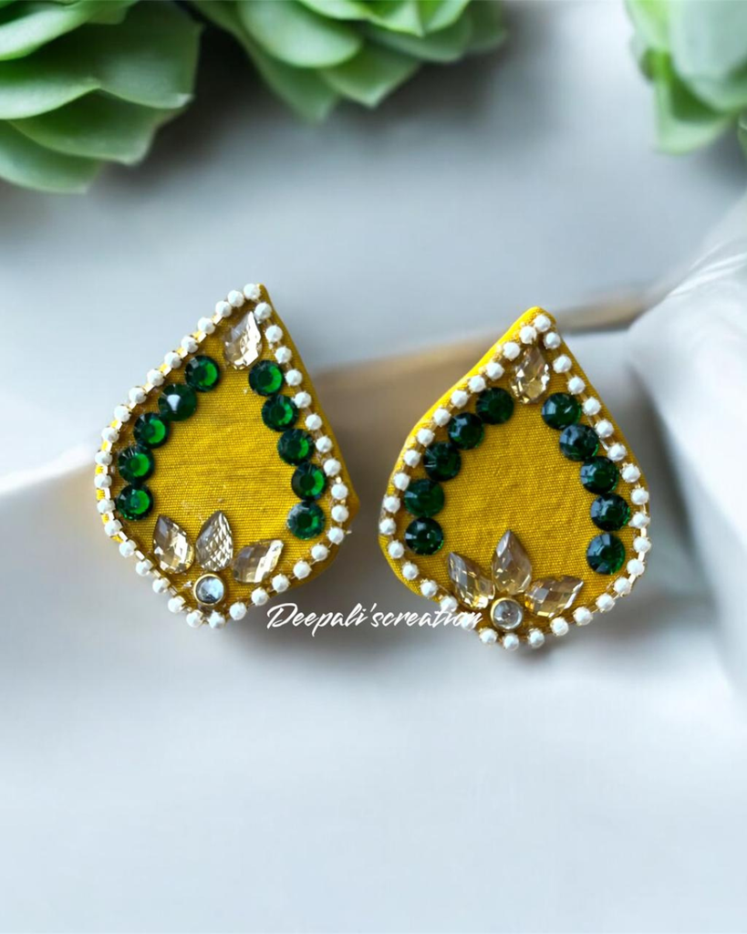 yellow febric Earrings