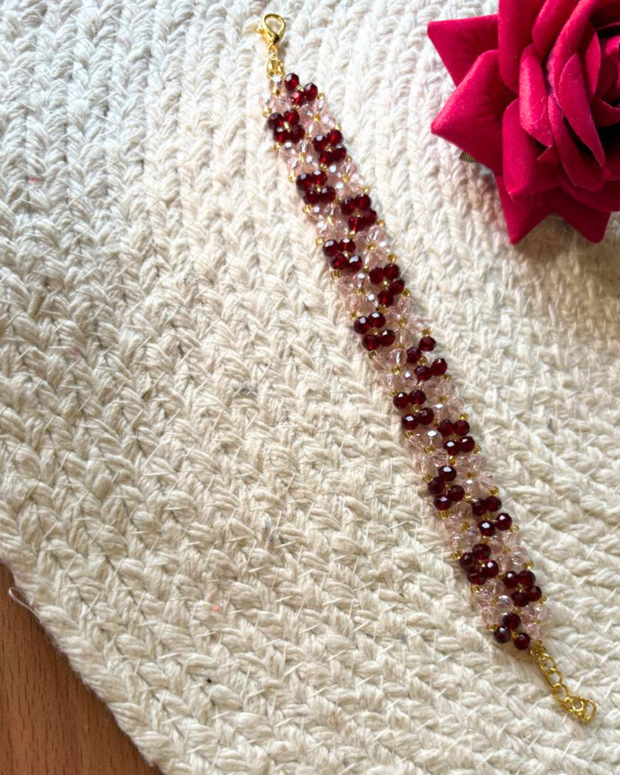 Pink and Maroon Crystal Bracelet