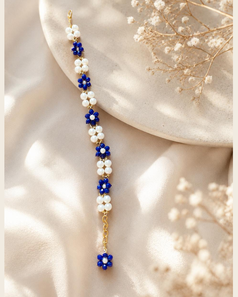 Navy Floral  Bracelet